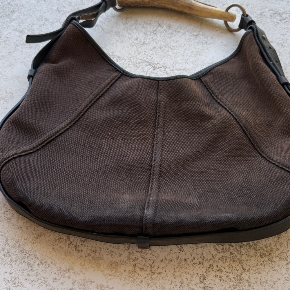 Yves Saint Laurent Mombasa Handbag, Chocolate with Horn Handle - Picture 6 of 9
